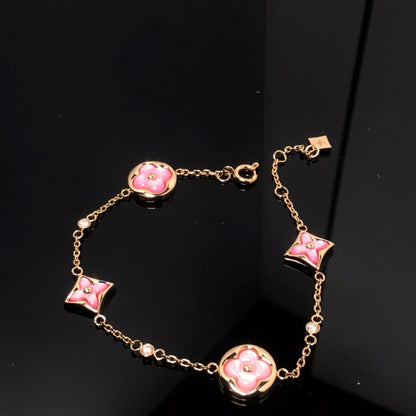 ¡®lume Jewelry¡¯STAR AND SUN 4 MOTIF PINK MOP PINK GOLD BRACELET