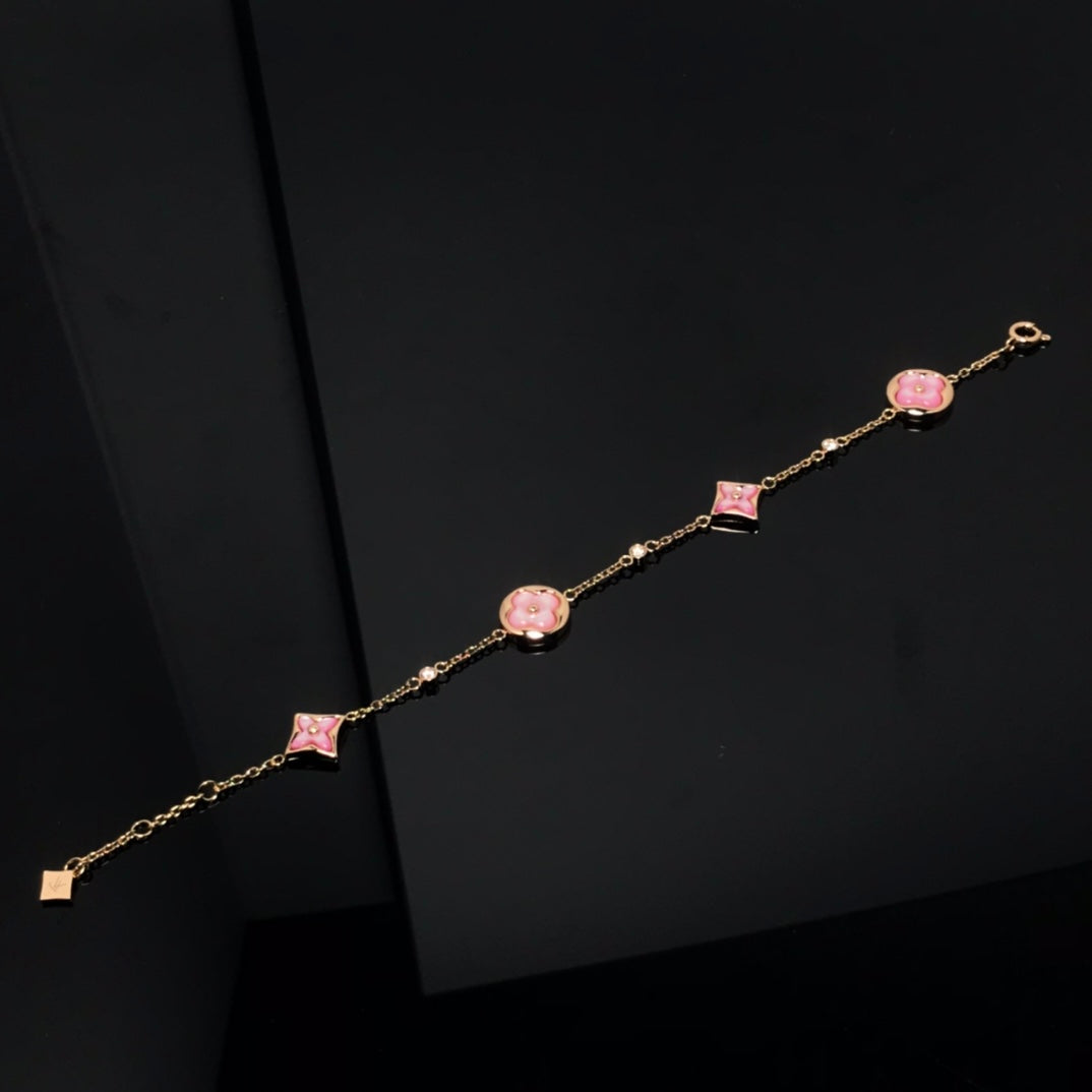 ¡®lume Jewelry¡¯STAR AND SUN 4 MOTIF PINK MOP PINK GOLD BRACELET