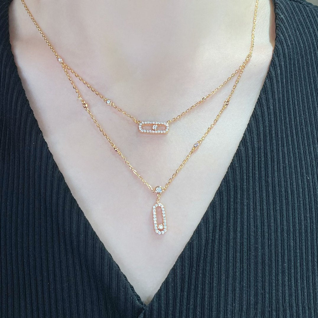 [lume Jewelry]MOVE 2 ROW DIAMOND NECKLACE