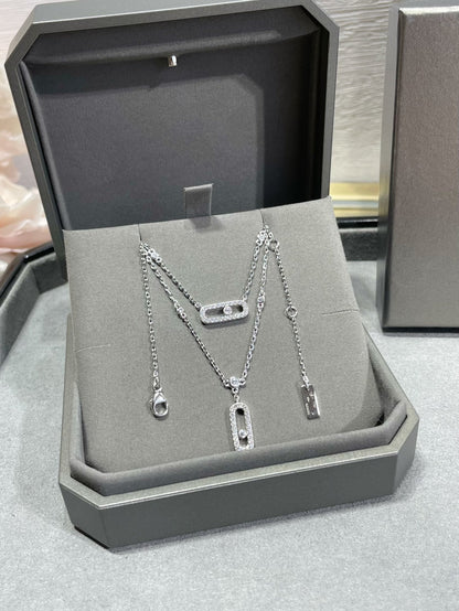[lume Jewelry]MOVE 2 ROW DIAMOND NECKLACE