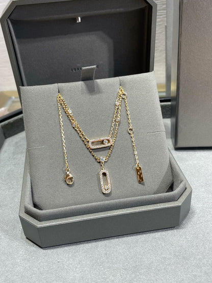 [lume Jewelry]MOVE 2 ROW DIAMOND NECKLACE