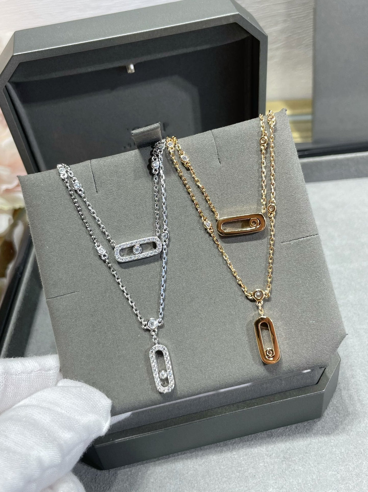 [lume Jewelry]MOVE 2 ROW DIAMOND NECKLACE