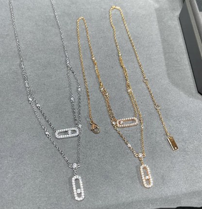 [lume Jewelry]MOVE 2 ROW DIAMOND NECKLACE