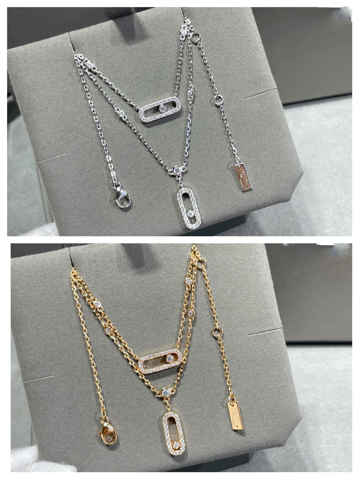 [lume Jewelry]MOVE 2 ROW DIAMOND NECKLACE