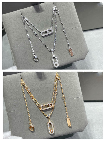 [lume Jewelry]MOVE 2 ROW DIAMOND NECKLACE