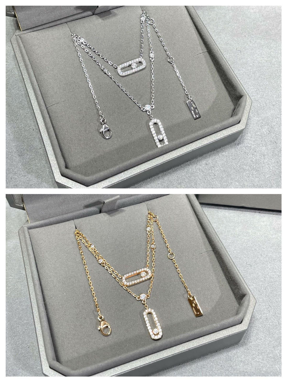[lume Jewelry]MOVE 2 ROW DIAMOND NECKLACE