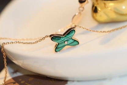 ¡®lume Jewelry¡¯JEUX MALACHITE 1 DIAMOND PINK GOLD NECKLACE