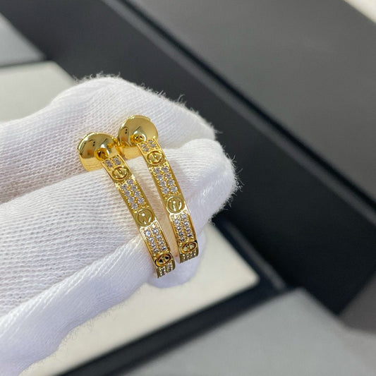 ¡®lume Jewelry¡¯LOVE DIAMOND GOLD HOOP EARRINGS