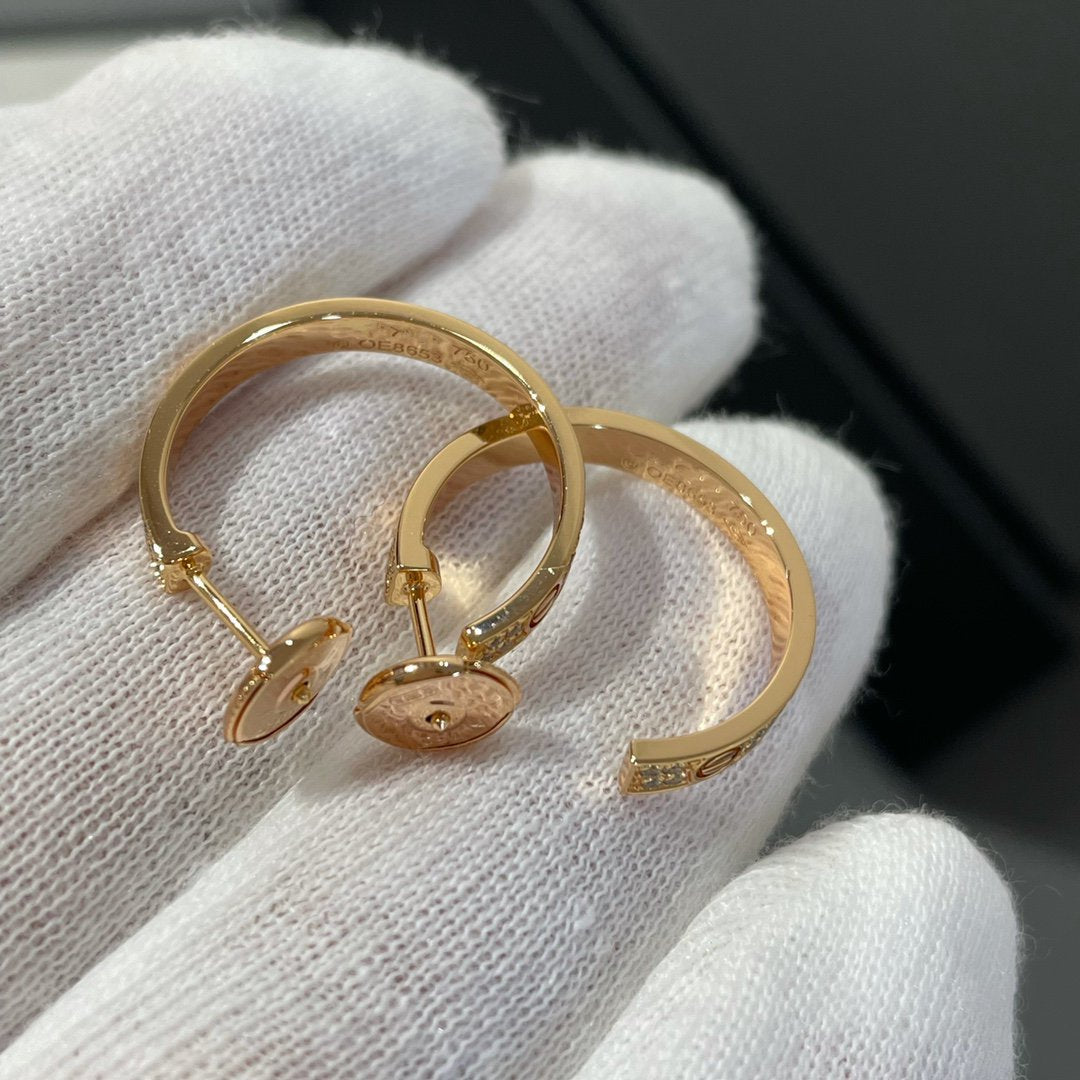 ¡®lume Jewelry¡¯LOVE DIAMOND PINK GOLD HOOP EARRINGS
