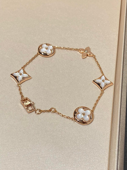 ¡®lume Jewelry¡¯STAR AND SUN 5 MOTIF MOP PINK GOLD BRACELET