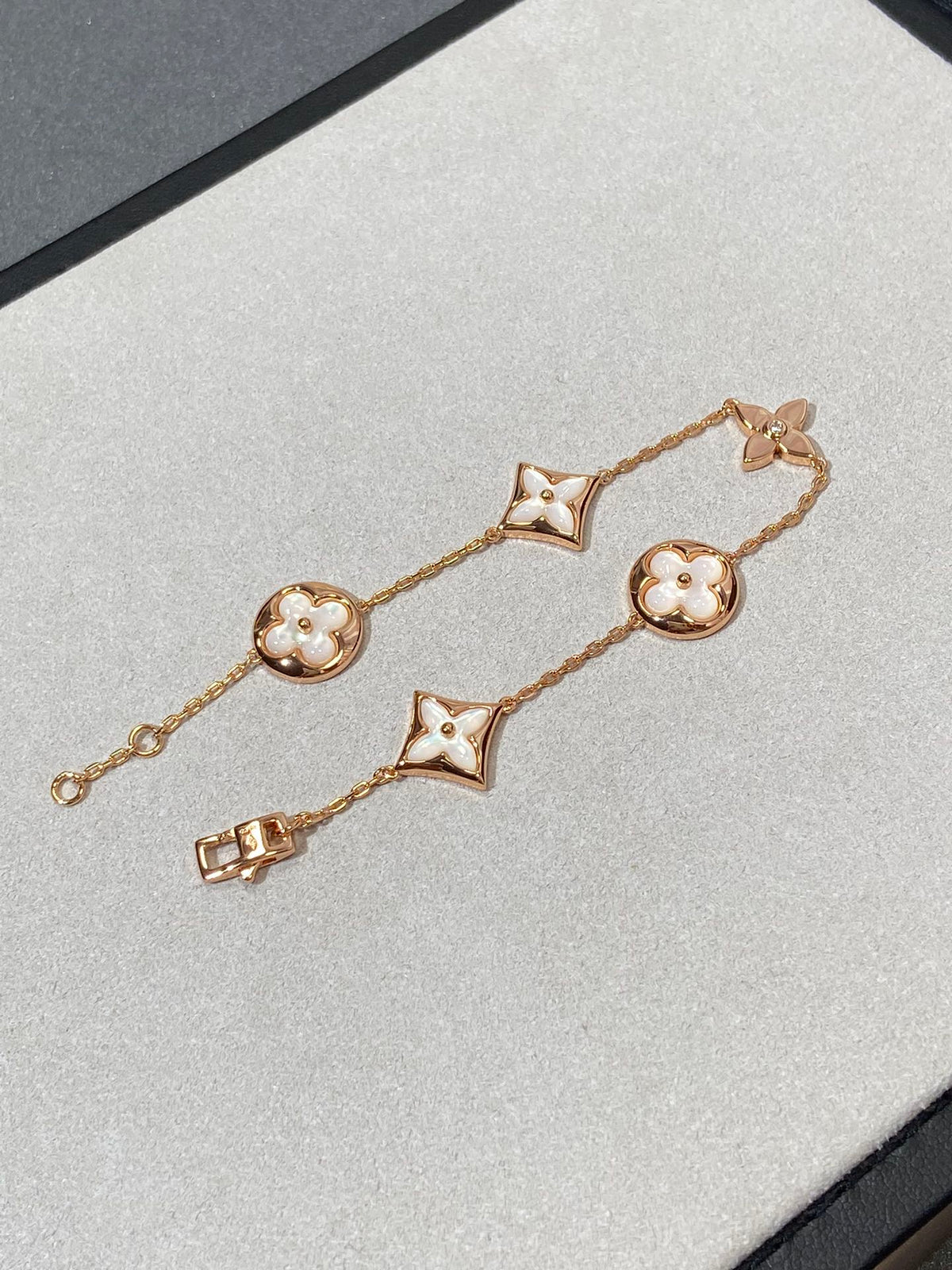 ¡®lume Jewelry¡¯STAR AND SUN 5 MOTIF MOP PINK GOLD BRACELET