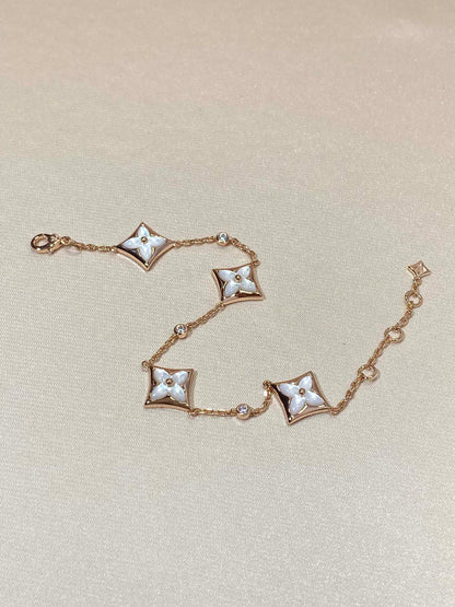 ¡®lume Jewelry¡¯STAR 4 MOTIF MOP DIAMOND PINK GOLD BRACELET