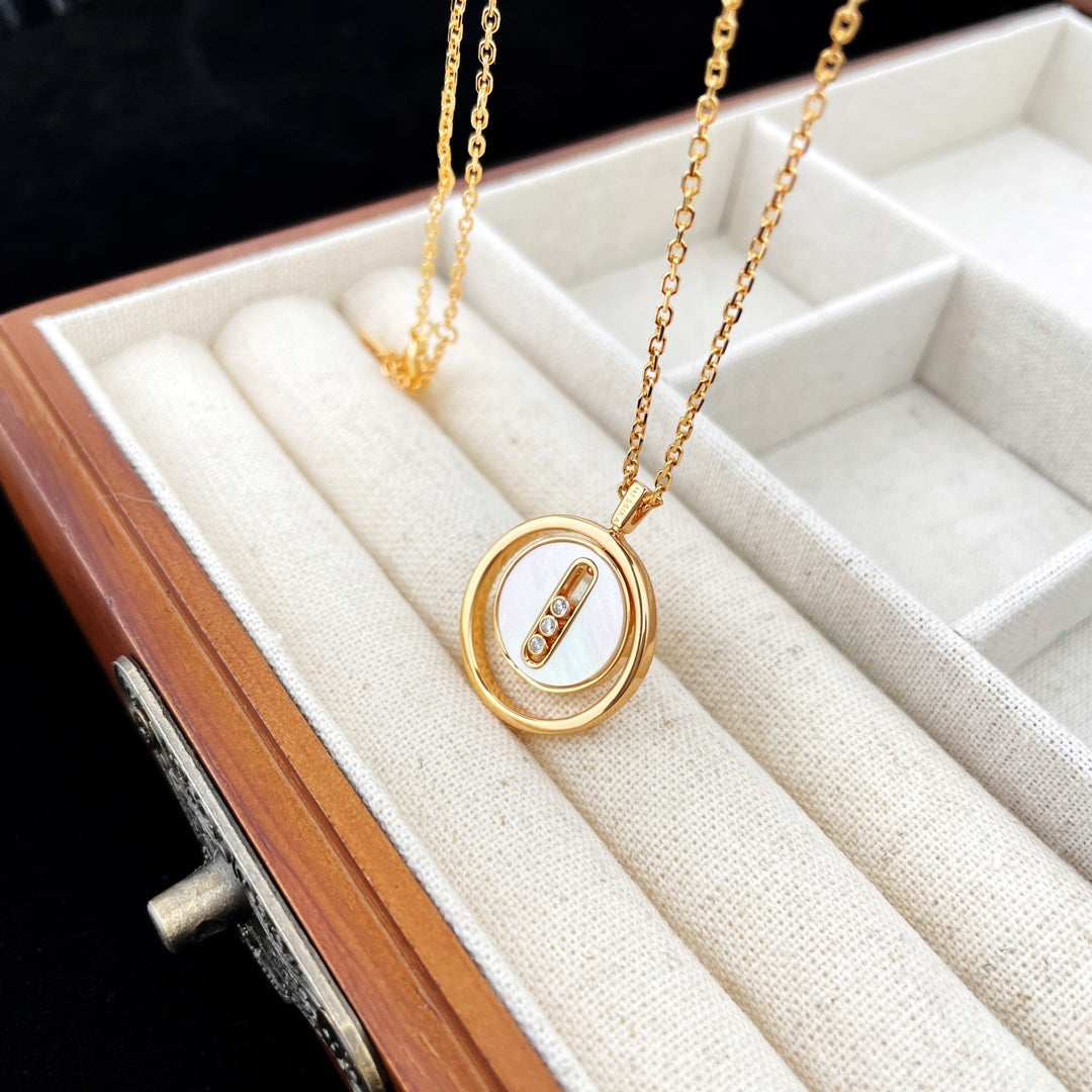 [lume Jewelry]LUCKY MOVE MOP PINK GOLD NECKLACE