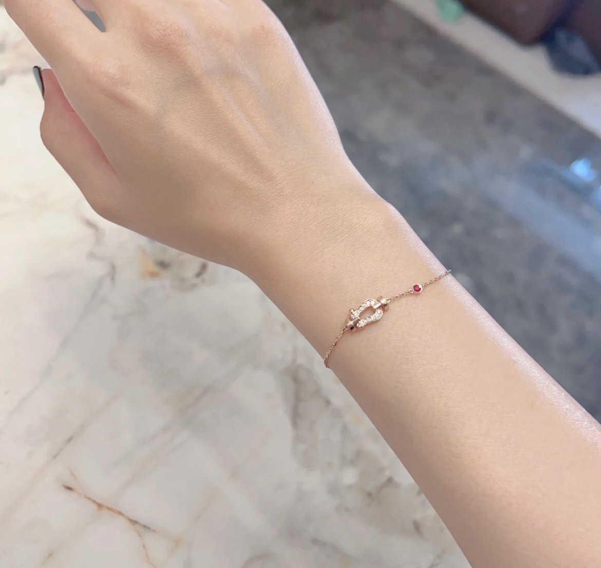 ¡®lume Jewelry¡¯FORCE 10 DIAMOND CHAIN LINK PINK GOLD BRACELET