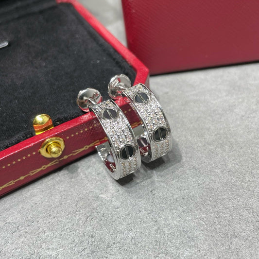 ¡®lume Jewelry¡¯LOVE CERAMIC DIAMOND PAVED SILVER EARRINGS