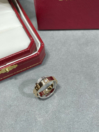 ¡®lume Jewelry¡¯LOVE PINK GOLD SILVER DIAMOND DOUBLE RING