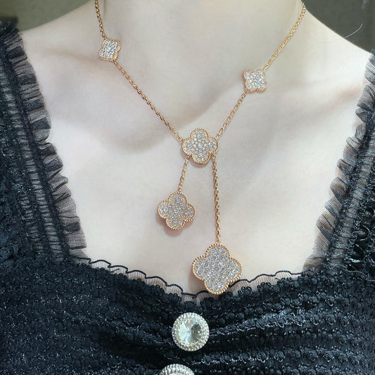 ¡®lume Jewelry¡¯CLOVER 6 MOTIF DIAMOND PAVED NECKLACE
