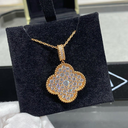 ¡®lume Jewelry¡¯CLOVER 25MM LARGE PEDANT DIAMOND PAVED LONG NECKLACE