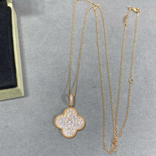 ¡®lume Jewelry¡¯CLOVER 25MM LARGE PEDANT DIAMOND PAVED LONG NECKLACE