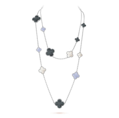 ¡®lume Jewelry¡¯CLOVER 16 MOTIF CHALCEDONY MOP SILVER NECKLACE