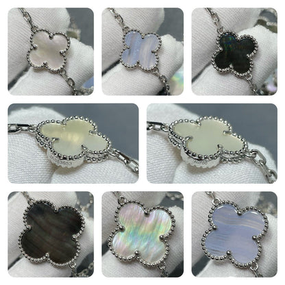 ¡®lume Jewelry¡¯CLOVER 16 MOTIF CHALCEDONY MOP SILVER NECKLACE
