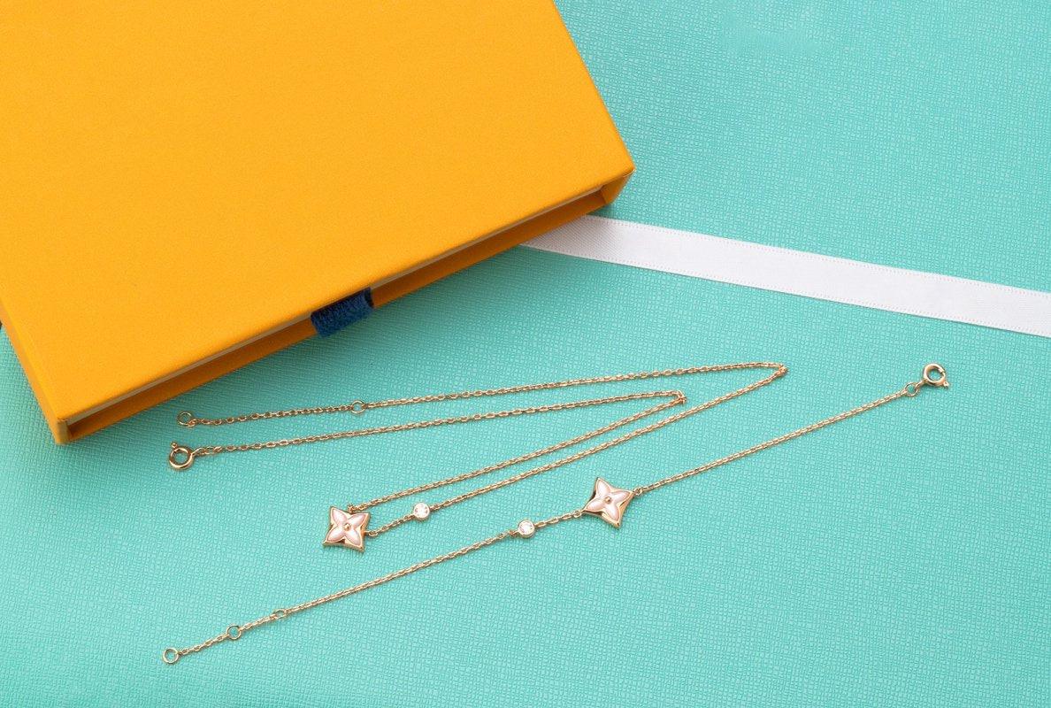 ¡®lume Jewelry¡¯STAR PINK MOP 1 DIAMOND PINK GOLD NECKLACE