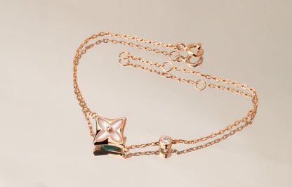 ¡®lume Jewelry¡¯STAR PINK MOP 1 DIAMOND PINK GOLD NECKLACE