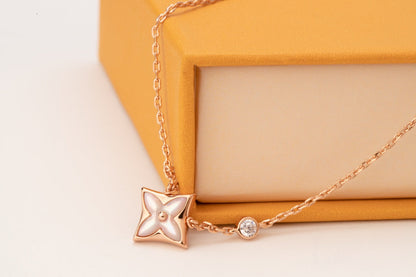 ¡®lume Jewelry¡¯STAR PINK MOP 1 DIAMOND PINK GOLD NECKLACE