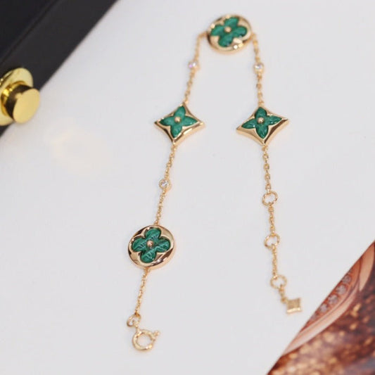 ¡®lume Jewelry¡¯STAR AND SUN 4 MOTIF PINK GOLD MALACHITE BRACELET