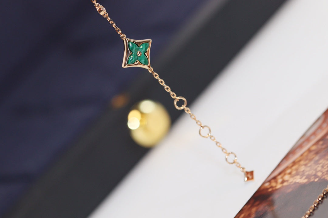 ¡®lume Jewelry¡¯STAR AND SUN 4 MOTIF PINK GOLD MALACHITE BRACELET
