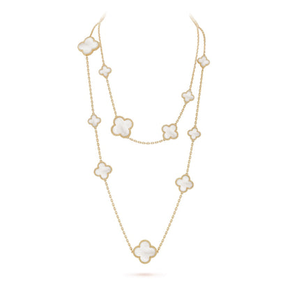 ¡®lume Jewelry¡¯CLOVER 16 MOTIF WHITE MOP GOLD NECKLACE
