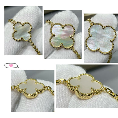 ¡®lume Jewelry¡¯CLOVER 16 MOTIF WHITE MOP GOLD NECKLACE