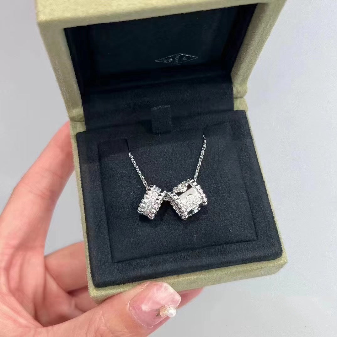 ¡®lume Jewelry¡¯PERLEE DOUBLE PENDANT SILVER DIAMOND NECKLACE