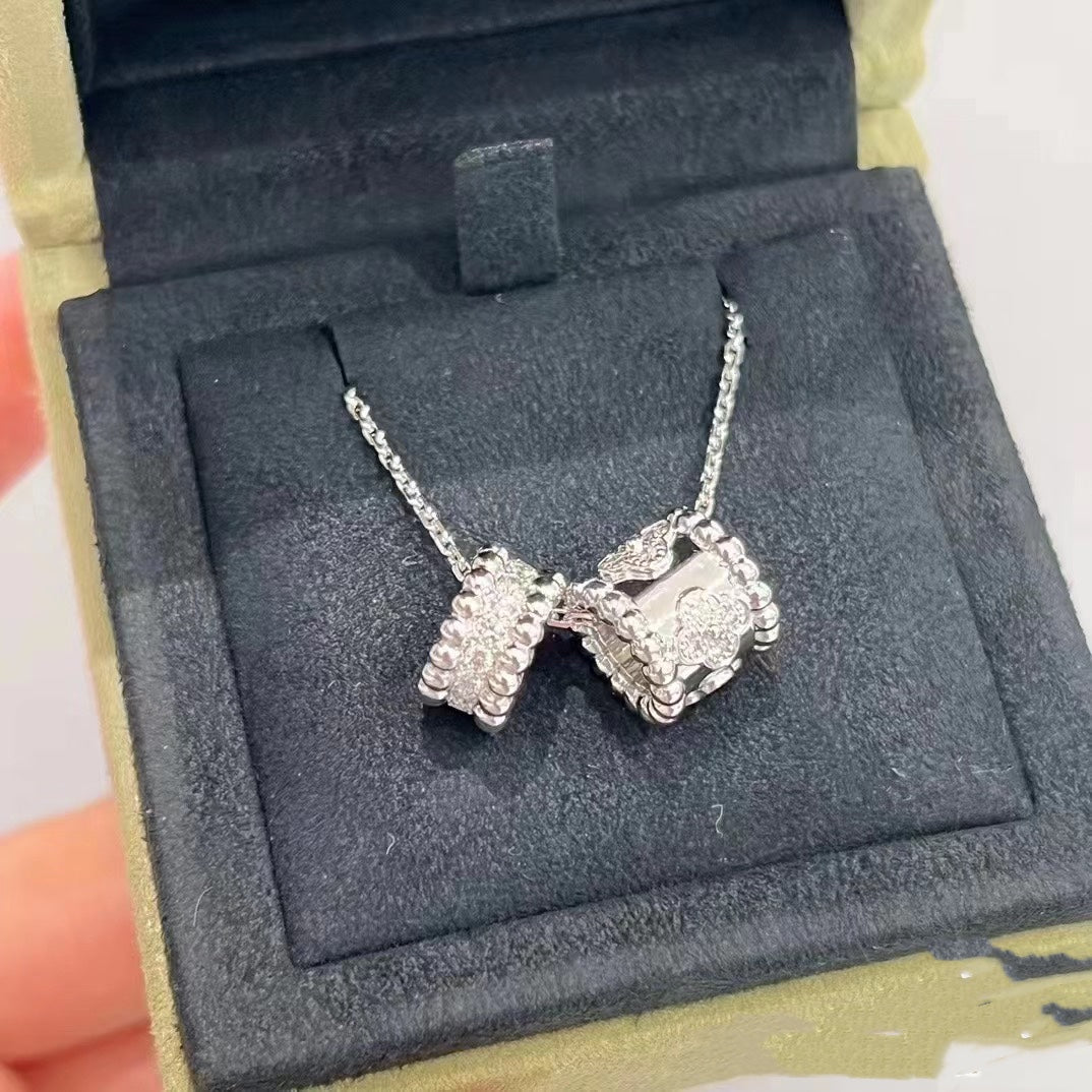 ¡®lume Jewelry¡¯PERLEE DOUBLE PENDANT SILVER DIAMOND NECKLACE