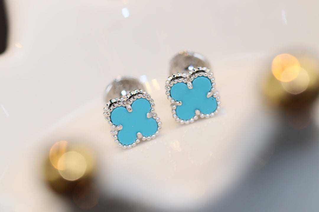 ¡®lume Jewelry¡¯CLOVER MINI TURQUOISE SILVER STUD EARRINGS