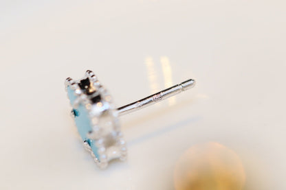 ¡®lume Jewelry¡¯CLOVER MINI TURQUOISE SILVER STUD EARRINGS