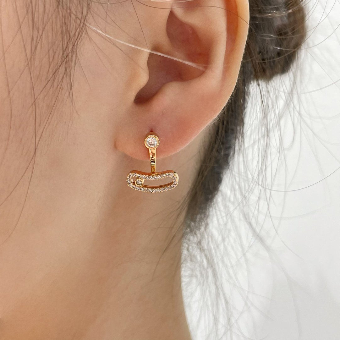 [lume Jewelry]MOVE UNO PINK GOLD DIAMOND EARRINGS