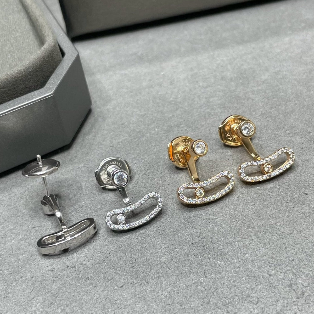 [lume Jewelry]MOVE UNO PINK GOLD DIAMOND EARRINGS