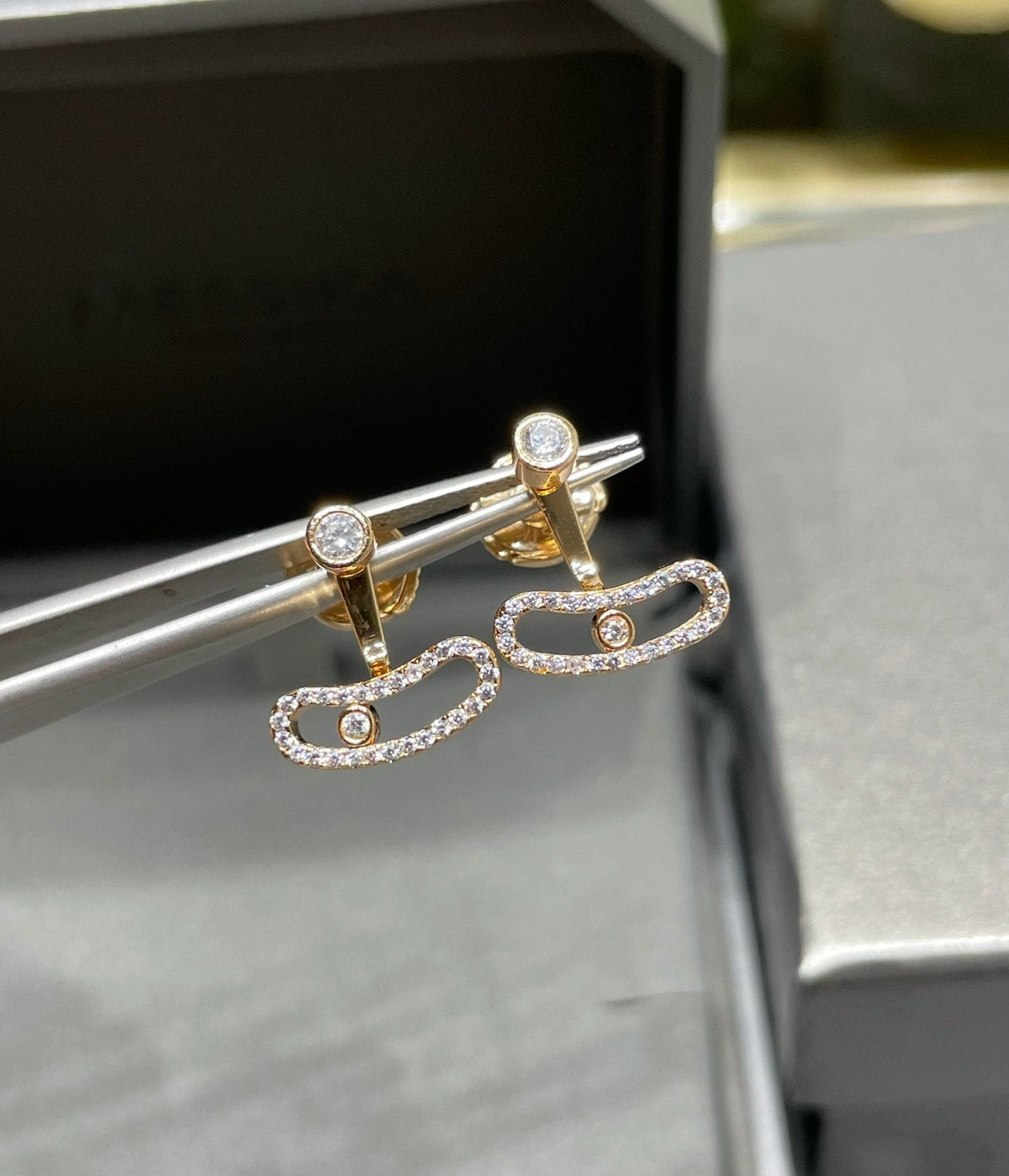 [lume Jewelry]MOVE UNO PINK GOLD DIAMOND EARRINGS