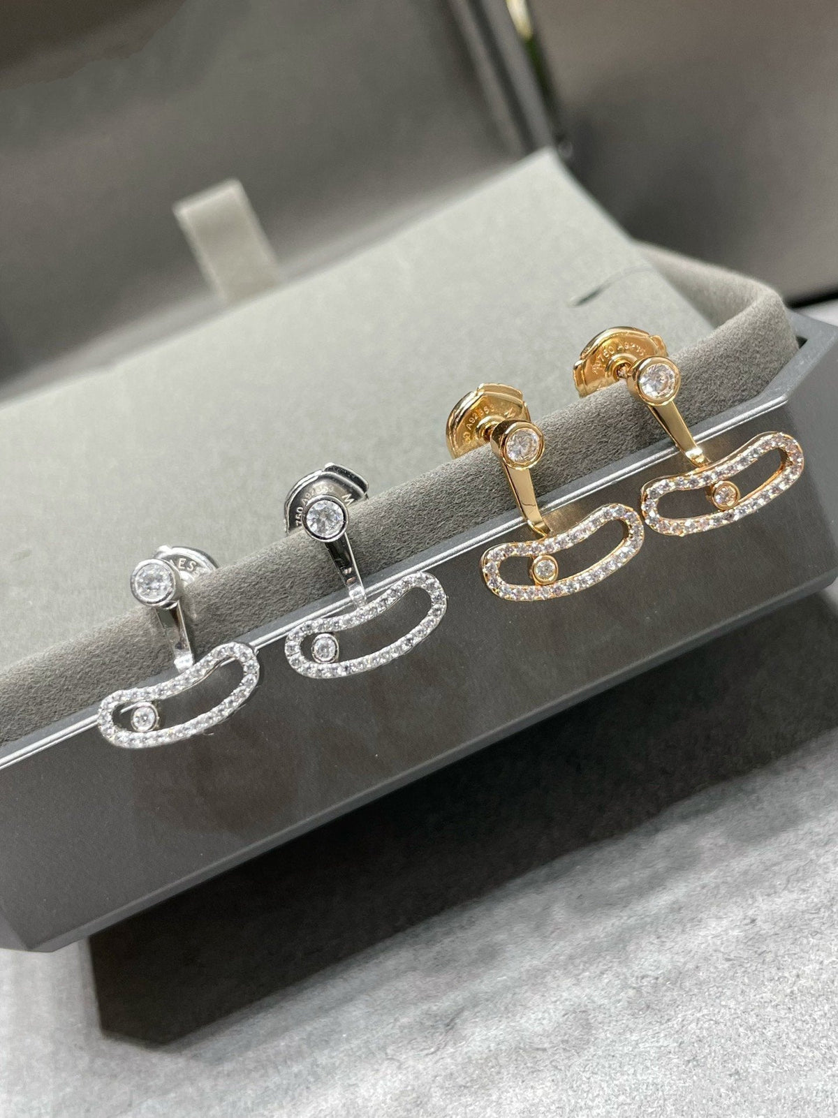 [lume Jewelry]MOVE UNO PINK GOLD DIAMOND EARRINGS