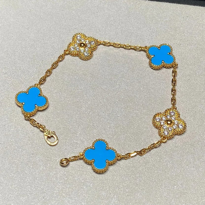 [lume Jewelry]New CLOVER 5 MOTIF BLUE AGATE BRACELET COLLECTION