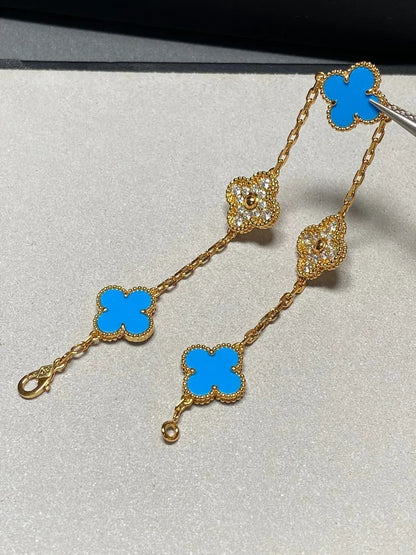 [lume Jewelry]New CLOVER 5 MOTIF BLUE AGATE BRACELET COLLECTION