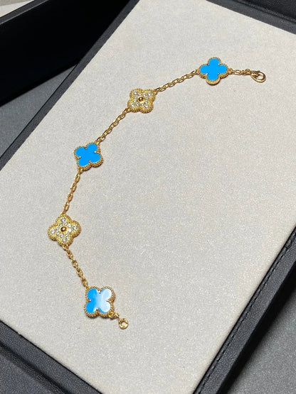[lume Jewelry]New CLOVER 5 MOTIF BLUE AGATE BRACELET COLLECTION