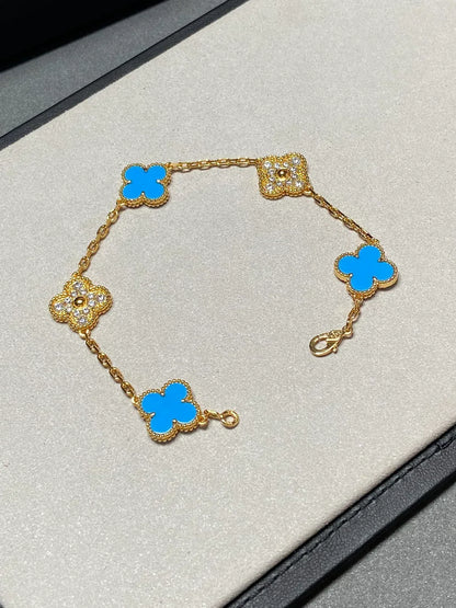 [lume Jewelry]New CLOVER 5 MOTIF BLUE AGATE BRACELET COLLECTION