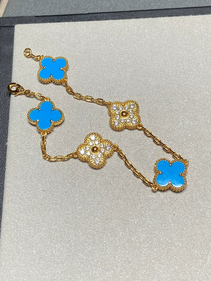 [lume Jewelry]New CLOVER 5 MOTIF BLUE AGATE BRACELET COLLECTION