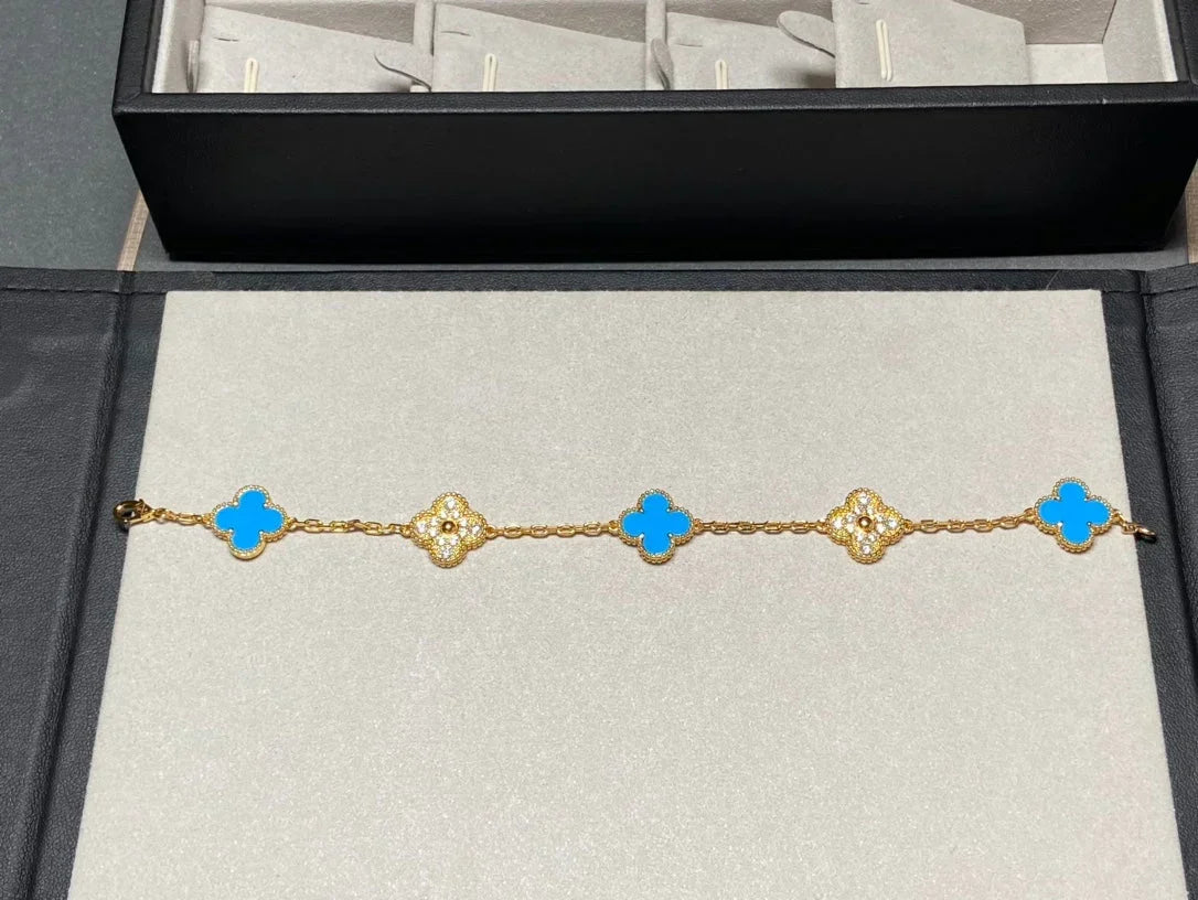 [lume Jewelry]New CLOVER 5 MOTIF BLUE AGATE BRACELET COLLECTION
