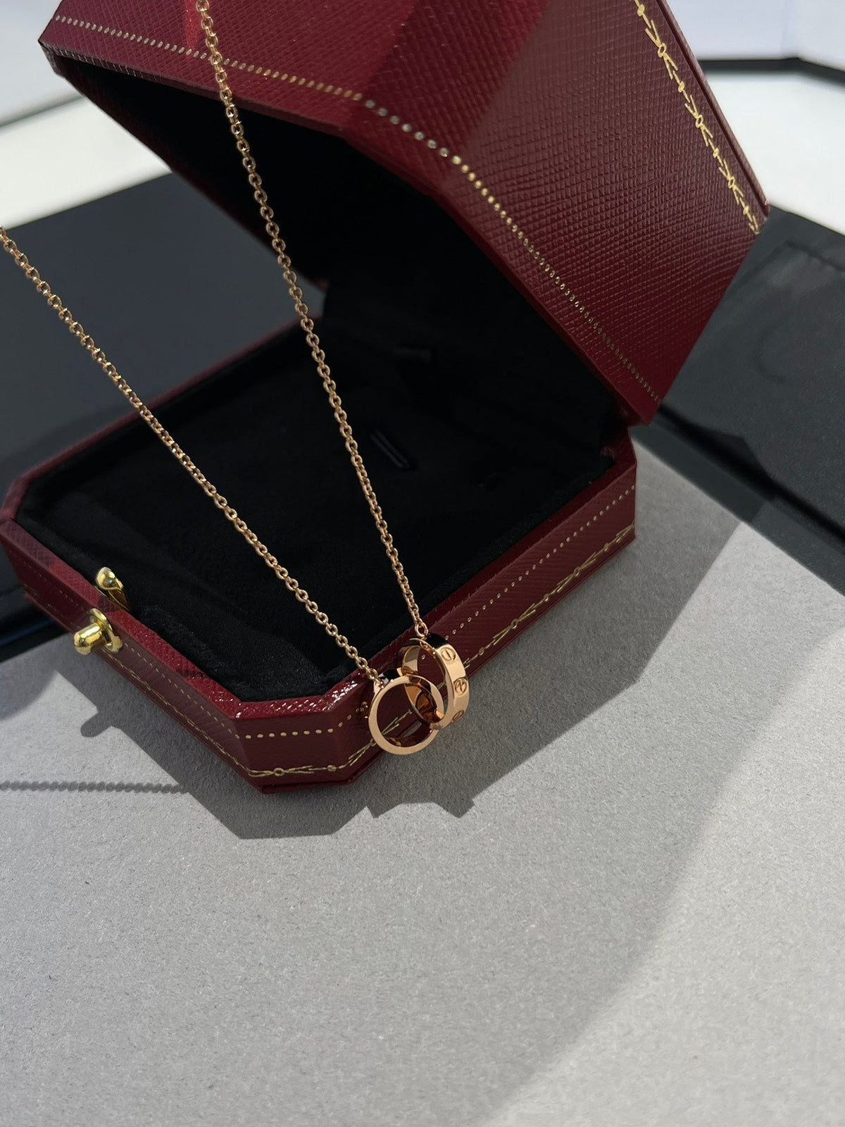 ¡®lume Jewelry¡¯LOVE NECKLACE DOUBLE RING PINK GOLD