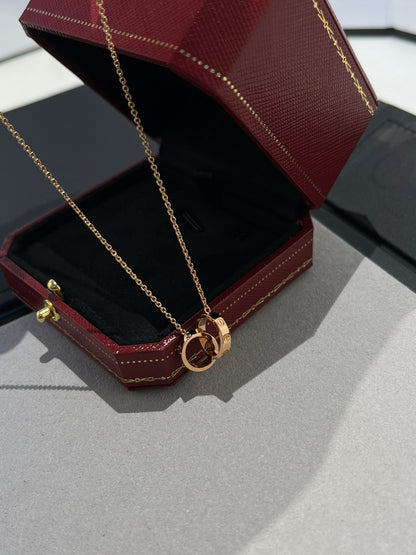 ¡®lume Jewelry¡¯LOVE NECKLACE DOUBLE RING PINK GOLD