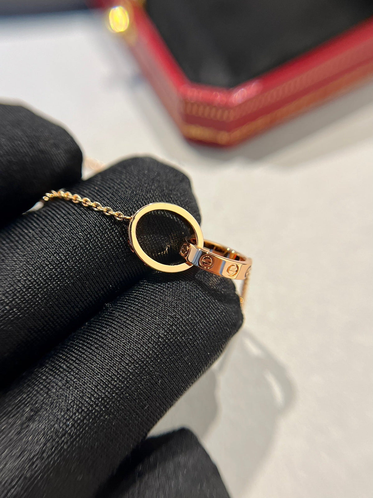 ¡®lume Jewelry¡¯LOVE NECKLACE DOUBLE RING PINK GOLD