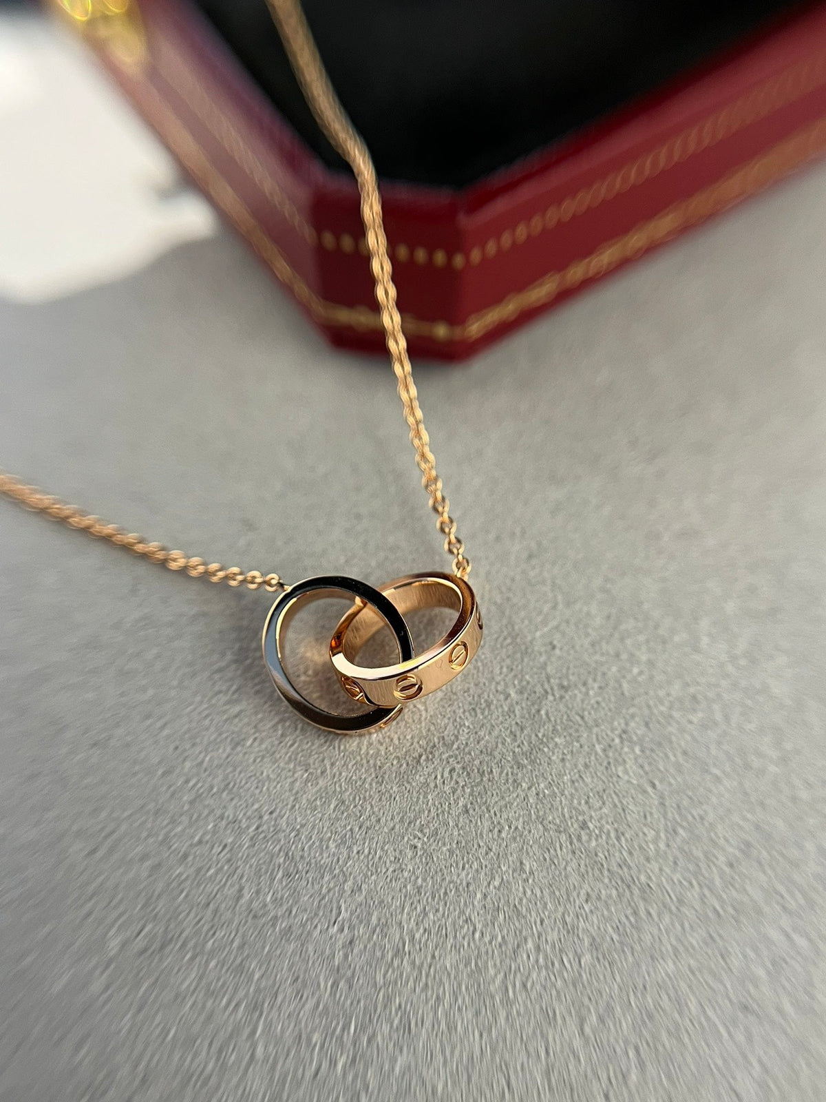 ¡®lume Jewelry¡¯LOVE NECKLACE DOUBLE RING PINK GOLD